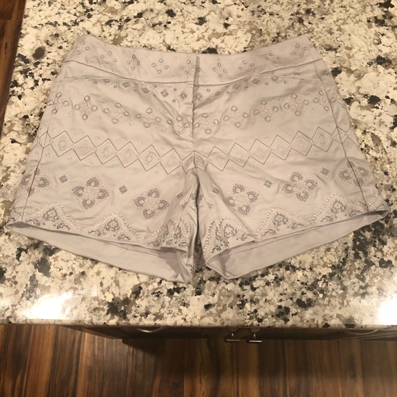 WHBM Gray & Silver Embroidered Dressy Shorts 2 - Picture 1 of 12